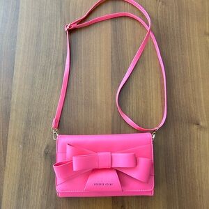 Forever Young Vibrant Pink Crossbody Bag with Bow